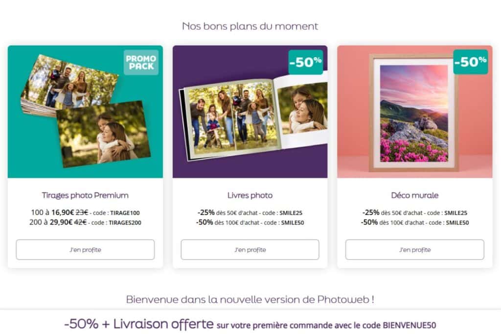 offres et promotions photoweb pour vos albums photos