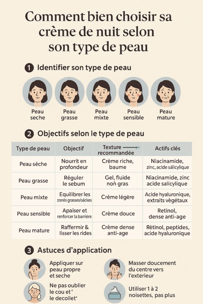conseils pratiques pour choisir et appliquer la crème de nuit idéale selon votre type de peau