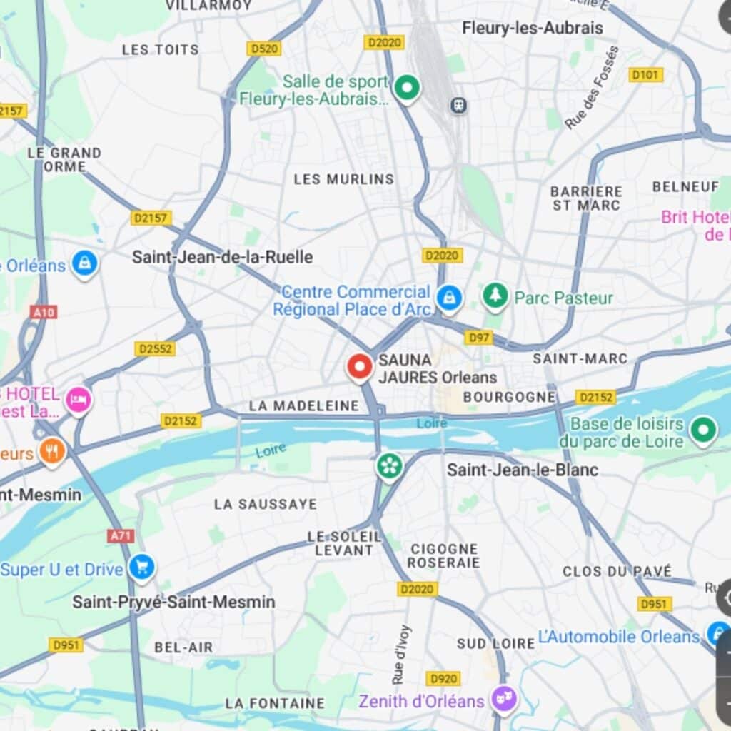 map sauna jaurès à orléans