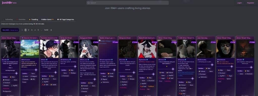 home page de janitor ai