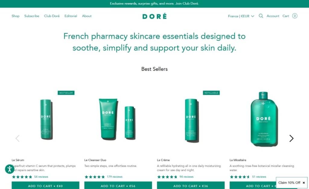 le site wearedore.com de la marque doré