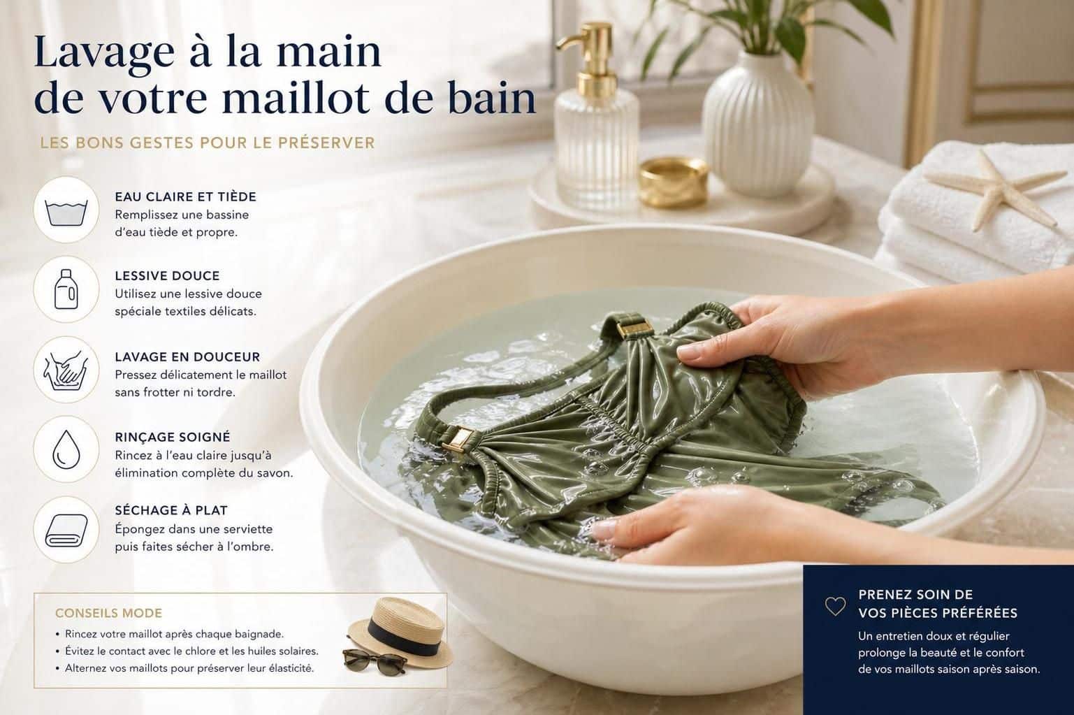 découvrez nos conseils pratiques pour laver un maillot de bain sans l'abîmer, afin de préserver ses couleurs et son élasticité plus longtemps.