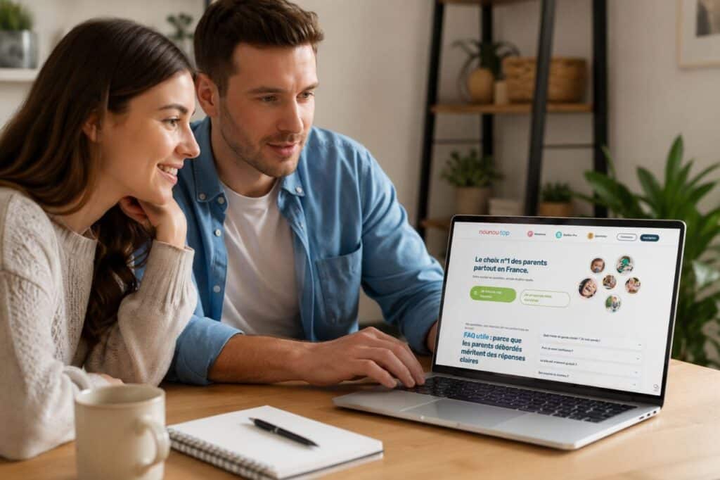 couple recherchant une nounou sur la plateforme nounou top
