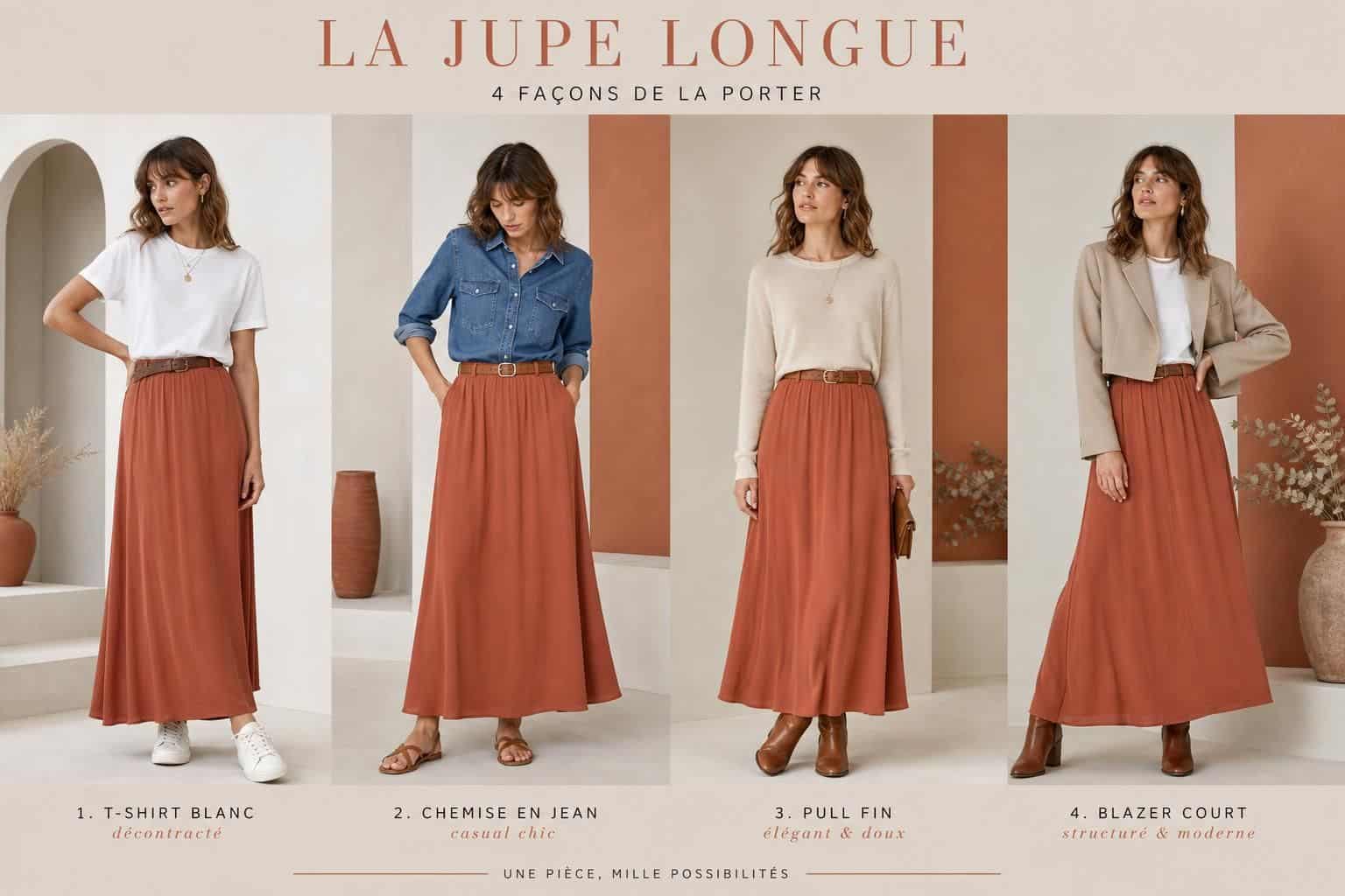 découvrez nos conseils pour porter la jupe longue avec style en toutes saisons et adopter des looks élégants toute l'année.
