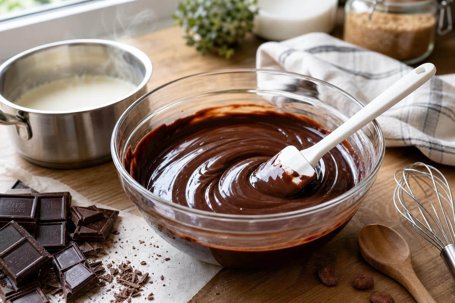découvrez notre recette facile de ganache au chocolat, parfaite pour réaliser des desserts gourmands en quelques minutes.