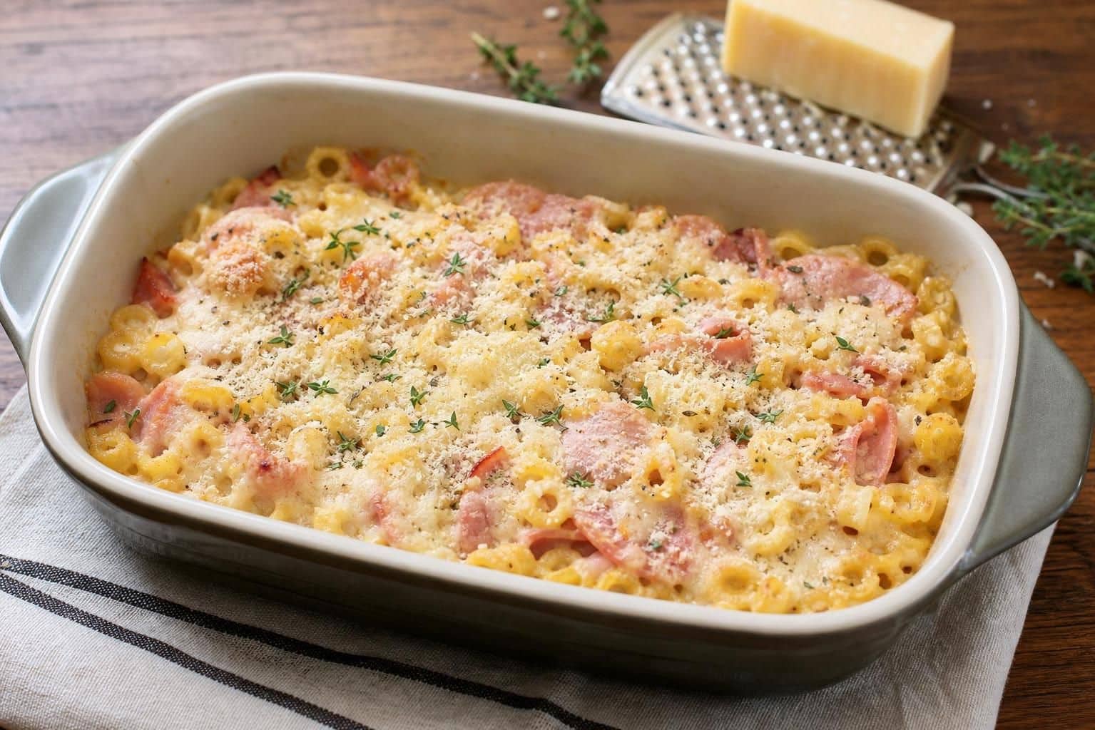 découvrez une délicieuse recette de gratin de pâtes au jambon et au fromage, facile à préparer et parfaite pour un repas convivial et réconfortant.
